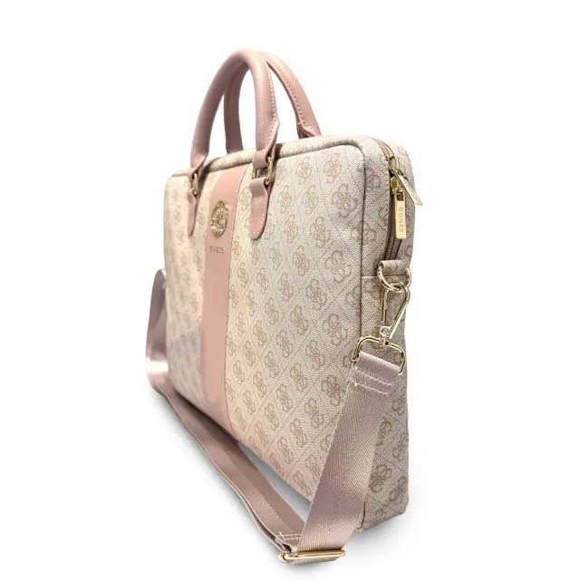 Guess PU 4G Stripe Metal Logo Computer Bag 14" Pink 3