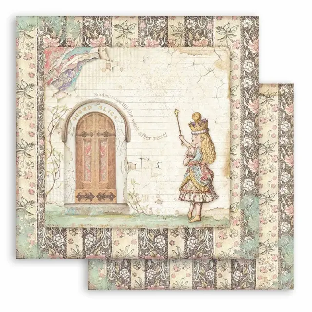Χαρτί scrapbooking διπλής όψης 30x30cm Stamperia, Alice Door