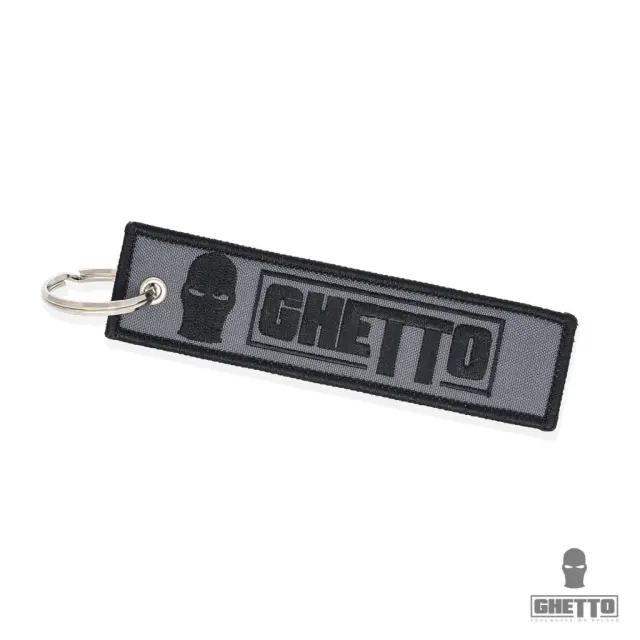 Ghetto Logo Keychain Black/Gray Color | Embroidered Street Keyring