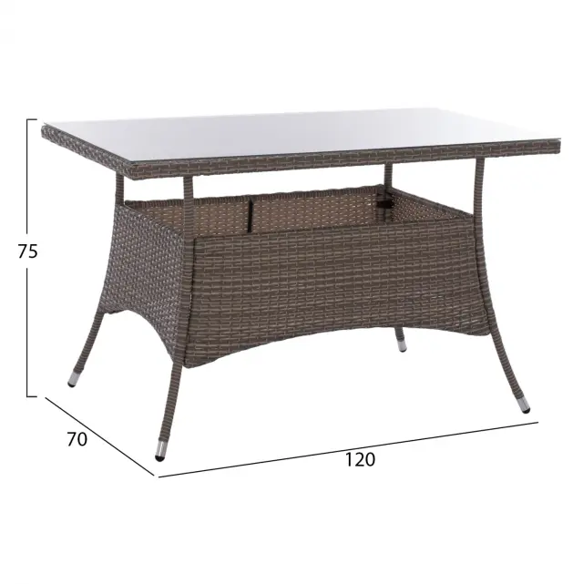 ΤΡΑΠΕΖΙ ΜΕΤΑΛΛΙΚΟ RATTAN ΓΚΡΙ FB95141.31 120x70x75Υ εκ. 2