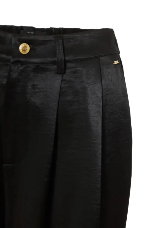 Funky Buddha γυναικείο σατινέ παντελόνι wide leg με πιέτες FBL014-137-02-1 2
