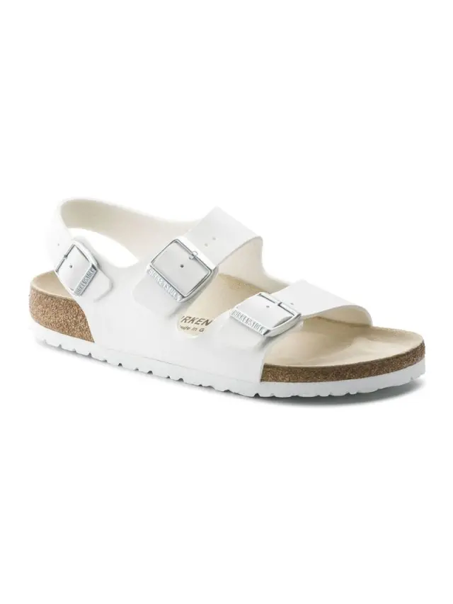 Birkenstock Πέδιλα Unisex Birko-Flor(ανθεκτικό υλικό της Birkenstock-επιτρέπει την επαφή με το νερό) Άσπρο BIR/MILANO 034733 WHITE 2