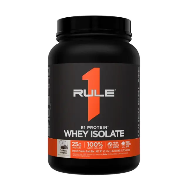 Rule1 R1 Protein Whey Isolate cookies-cream, 1-5-lbs