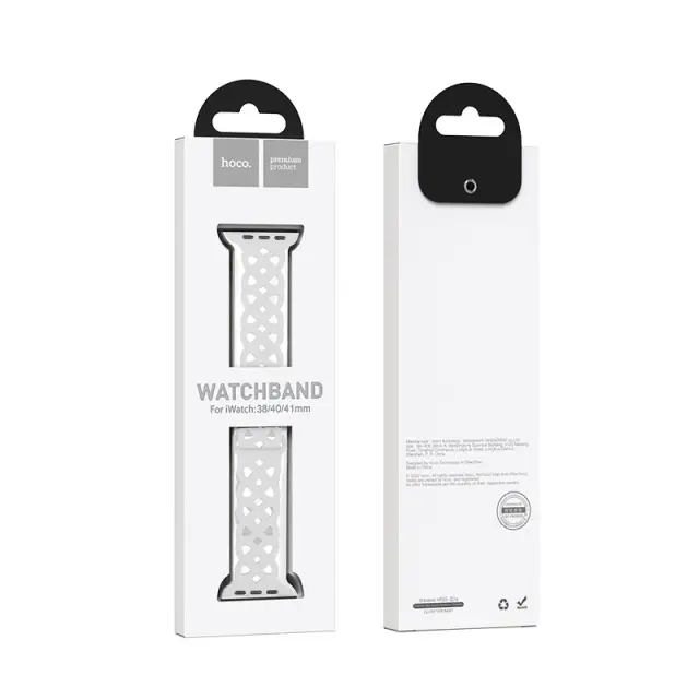Watchband Hoco WA09 Flexible Rhombus Hollow 38/40/41mm για Apple Watch 1/2/3/4/5/6/7/8/SE Λευκό Silicon Band 2