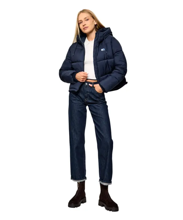 Tommy Hilfiger - Γυναικείο Αδιάβροχο Μπουφάν Πουπουλένιο Ripstop Hooded Puffer Regular Fit DW0DW21625-C1G Μπλε Ναυτικό 3