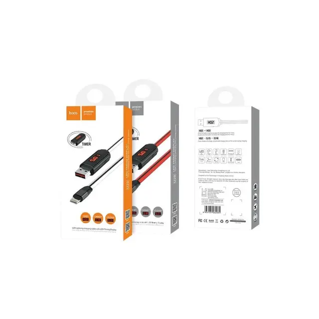 Καλώδιο σύνδεσης Hoco U29 LED Display USB σε Micro-USB Flat 2.0A Fast Charging Λευκό 1m 2