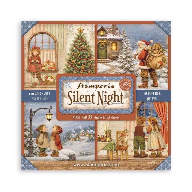 Χαρτιά scrapbooking 22τεμ, 20.3×20.3cm Stamperia, Silent Night