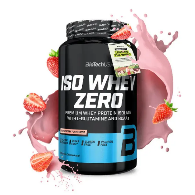 Biotech USA Iso Whey Zero Lactose Redused Πρωτεΐνη Ορού Γάλακτος Χωρίς Γλουτένη με Γεύση Φράουλα 908gr