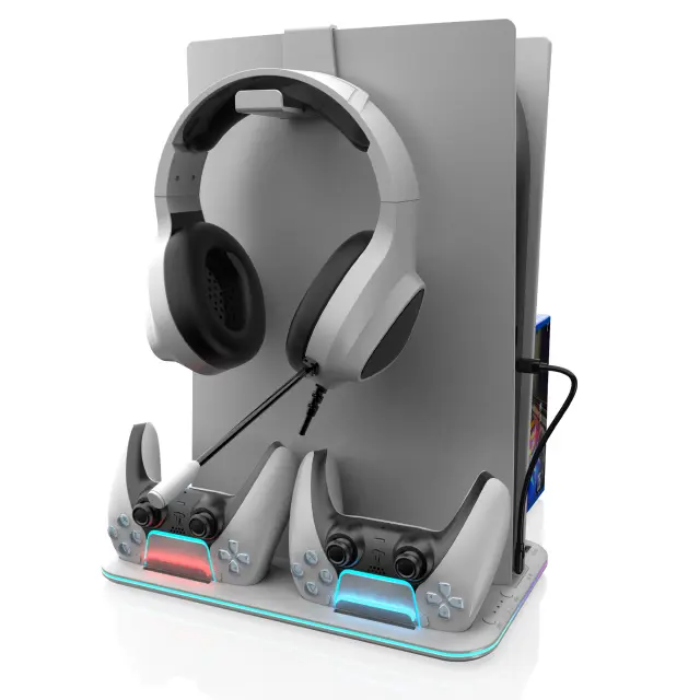 Freaks And Geeks - RGB Cooling and Charging Station - PS5 / PS5 Slim (White) - PlayStation 5