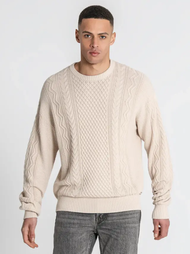 Gianni Kavanagh Ανδρικό CABLE Πλεκτό – Beige - XL