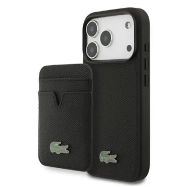 Lacoste Iconic Petit Pique MagSafe Case + Wallet for iPhone 18 Pro Black