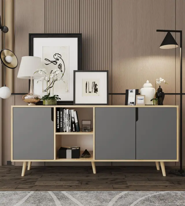 Κονσόλα FLEFLER Sapphire Δρυς / Ανθρακί 180x45x80 3
