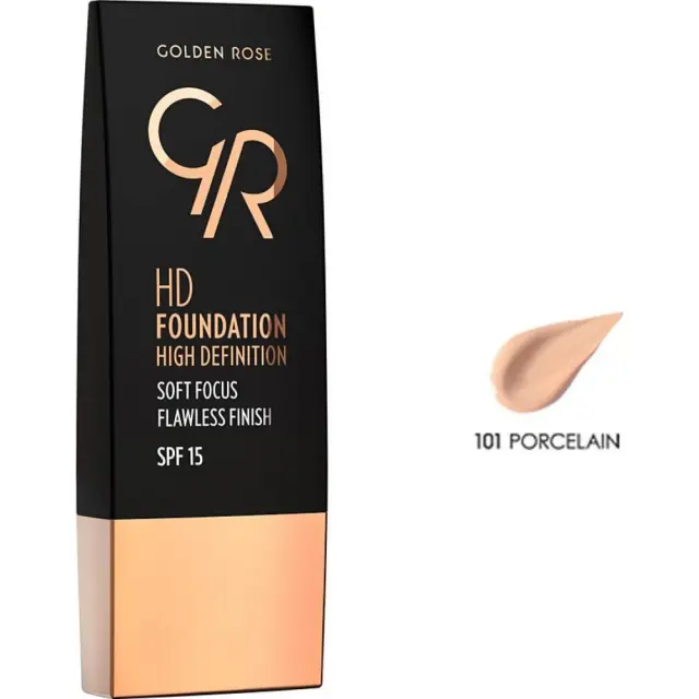 Golden Rose HD Foundation Flawless Finish Spf15 101 Porcelain 30ml