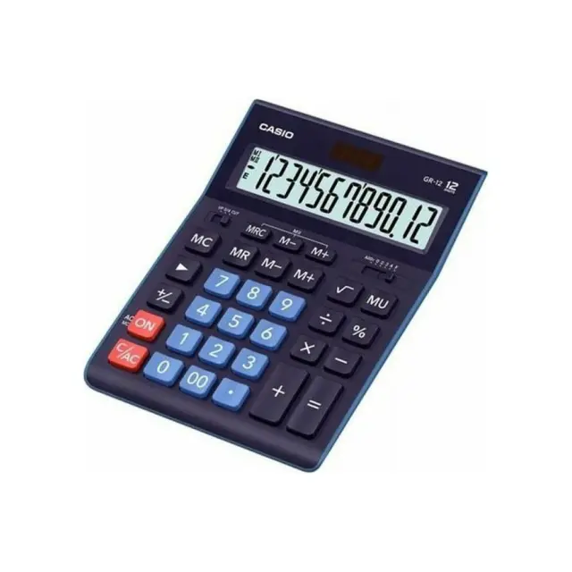 Αριθμομηχανή Dual 12 Ψηφίων LCD Display Casio GR-12-BU-W-EP Μπλε