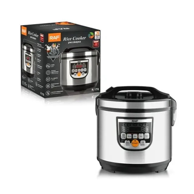 RAF Ηλεκτρικός Πολυμάγειρας Rice Cooker 5L 700W με Αντικολλητικό Μπολ και 12 Προγράμματα R.178 - Rice Cooker 89060