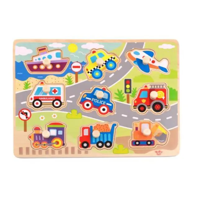 Tooky Toys Ξύλινο Παζλ Σφηνώματα Οχήματα 18+ Μηνών 2