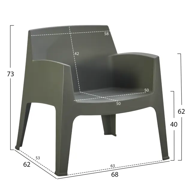 ΠΟΛΥΘΡΟΝΑ ΠΟΛΥΠΡΟΠΥΛΕΝΙΟΥ LOUNGE FB96365.05 DARK OLIVE GREEN 62x68x73Υεκ. 2