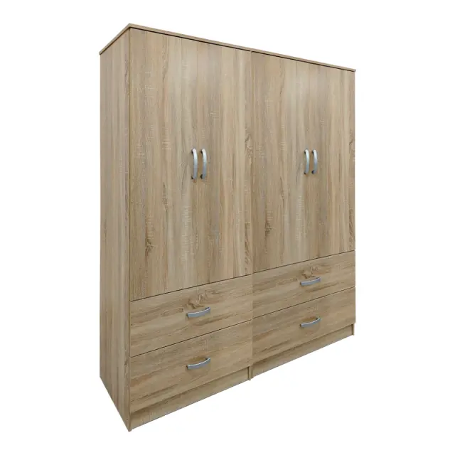 Ντουλάπα τετράφυλλη με συρτάρια Athos pakoworld sonoma 160x42x180εκ 3