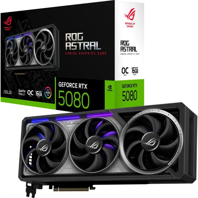 Asus GeForce RTX 5080 ROG ASTRAL GAMING OC (DLSS 4, 3x DisplayPort, 2x HDMI 2.1)
