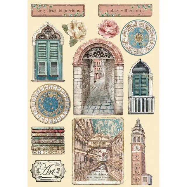 Ξυλάκια διακοσμητικά A5, Stamperia, Venice City of Art