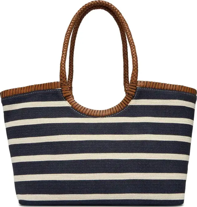 Tommy Hilfiger Γυναικεία Μεσαία Τσάντα Elevated Summer Tote Stripe Σκούρο Μπλε 3