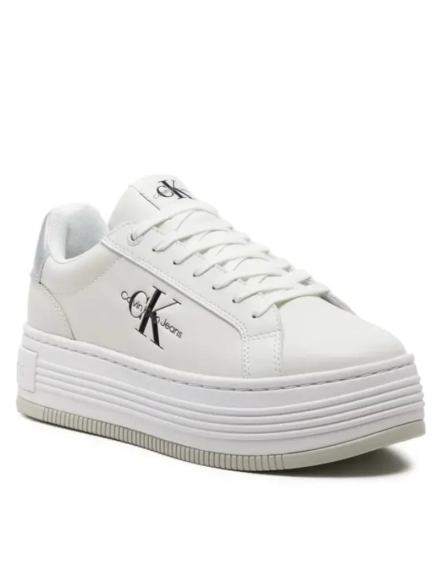 Calvin Klein - Γυναικεία Sneakers Bold Platf Low Lace Lth Ml Mtl YW0YW01516-0K9 Λευκό - 39 2