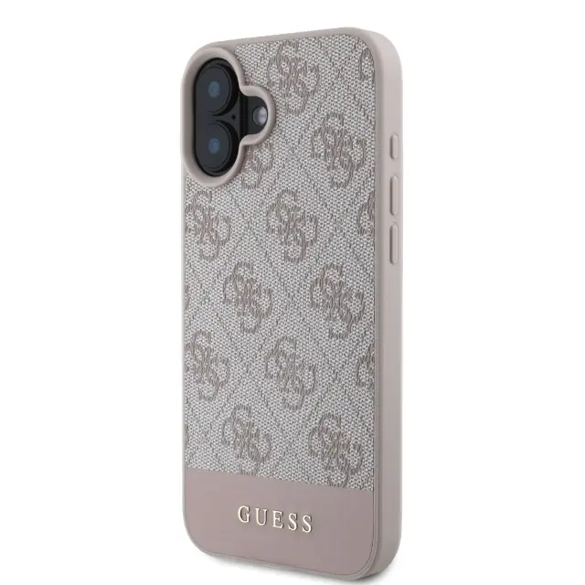 Guess PU 4G Stripe Case for iPhone 16 Pink 2