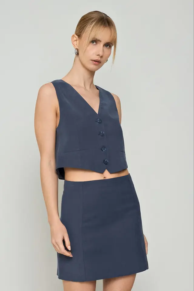 CENTO MINI ΦΟΥΣΤΑ ΥΦΑΣΜΑΤΙΝΗ Navy Blue 3