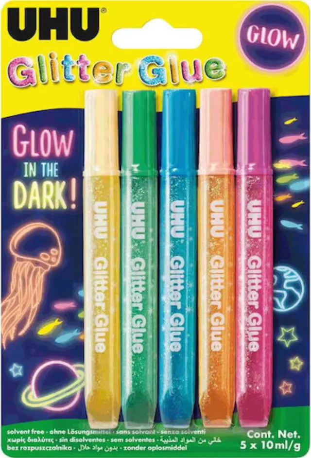 UHU GLITTER GLUE GLOW 10MLX10
