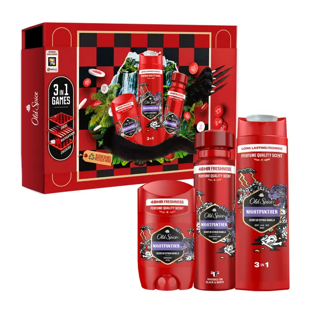 Old Spice Gamebox Σετ Δώρου Για Άνδρες με Night Panther Αποσμητικά Σπρέι & Στικ & Αφρόλουτρο 400ml