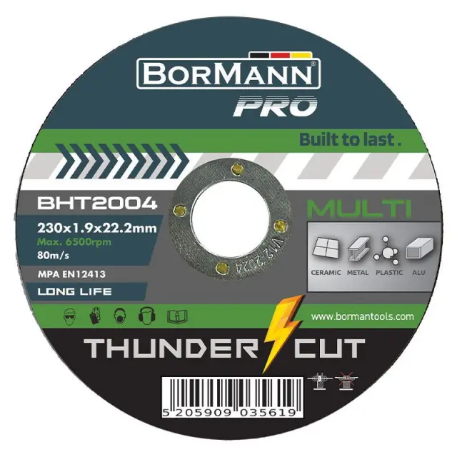 Bormann Pro BHT2004-25 – Δίσκος κοπής 25τεμ "THUNDER-CUT" Multi cutting long life Φ230x1.9mm (035619)