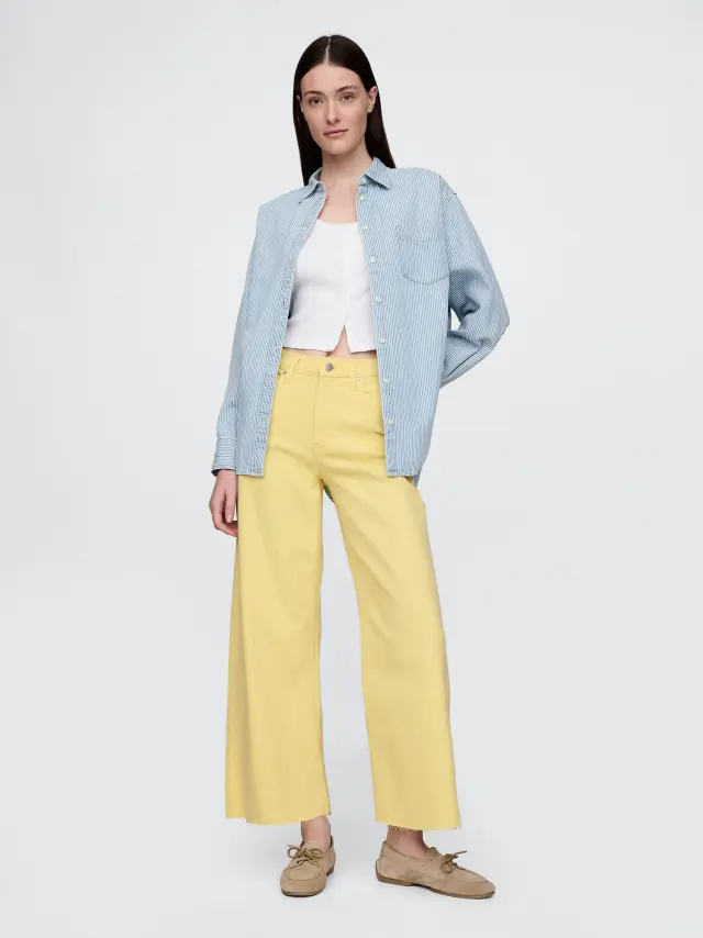 High Rise Stride Wide-Leg Ankle Τζιν Παντελόνι Lemon drop yellow - 25REG