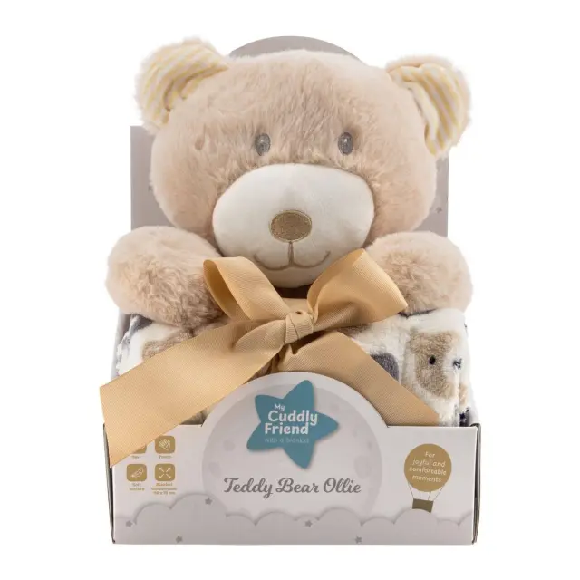 FreeON Free2Play My Cuddly Friend Κουβέρτα Αγκαλιάς 90x75cm με Λούτρινο Αρκουδάκι Ollie 0+ Μηνών 2