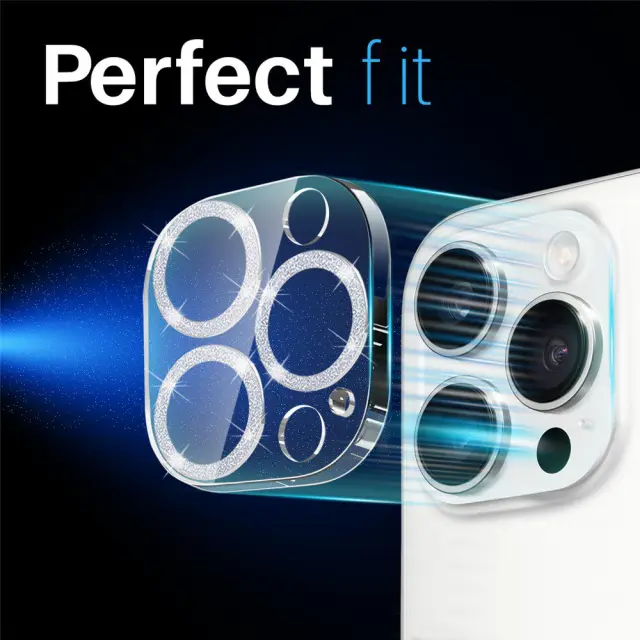 Full Cover Camera Protection για iPhone 16 Pro/16 Pro Max-Silver Glitter OEM 2
