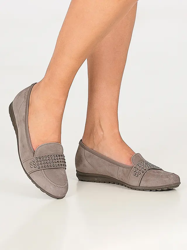 Gabor Μοκασίνια-Loafers Γυναικείο δέρμα Nubuck Γκρί GAB/32624 33-FUMO 2