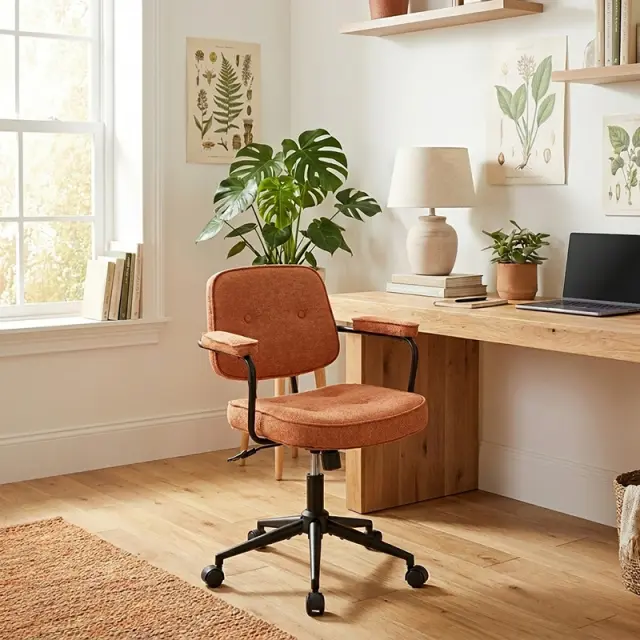 Καρέκλα γραφείου Leberta pakoworld terracotta ύφασμα 64x63,5x86-96εκ 2