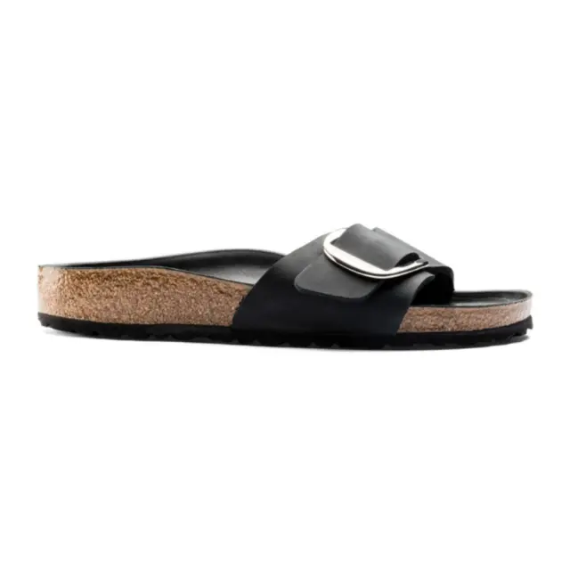 Birkenstock Πέδιλα Γυναικείο δέρμα Oiled Μαύρο BIR/MADRID BIG BUCKLE 1006523 BLACK