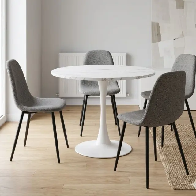 Τραπέζι Bright Unihome Φ100x74,5εκ Λευκό 2