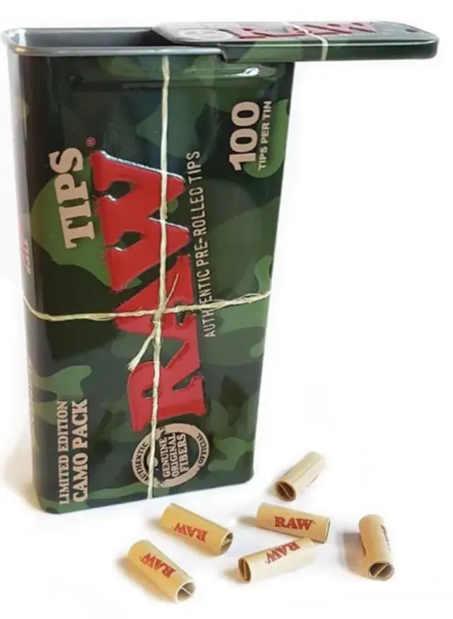 RAW Pre-Rolled Tips Τζιβάνα Σε Μεταλλικό Κουτί Camo Limited Edition - Προτυλιγμένη 100τεμ.