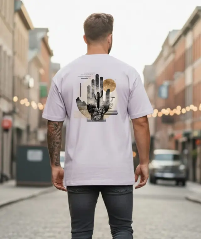 T-shirt Noshame® Oversized Lilac με τύπωμα Cactus - 142674 - XXL