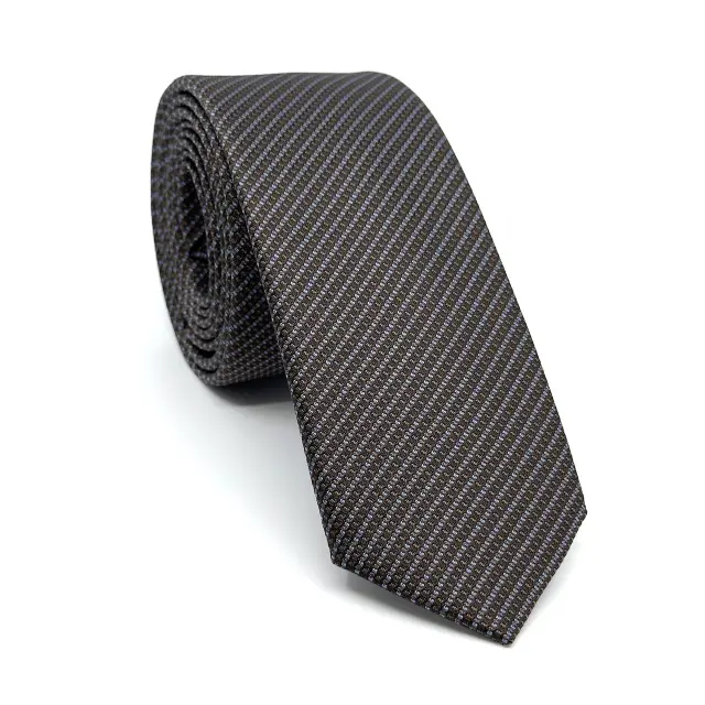 Γραβάτα Microfiber σε Καφέ Μοτίβο Σετ με Μαντηλάκι 3