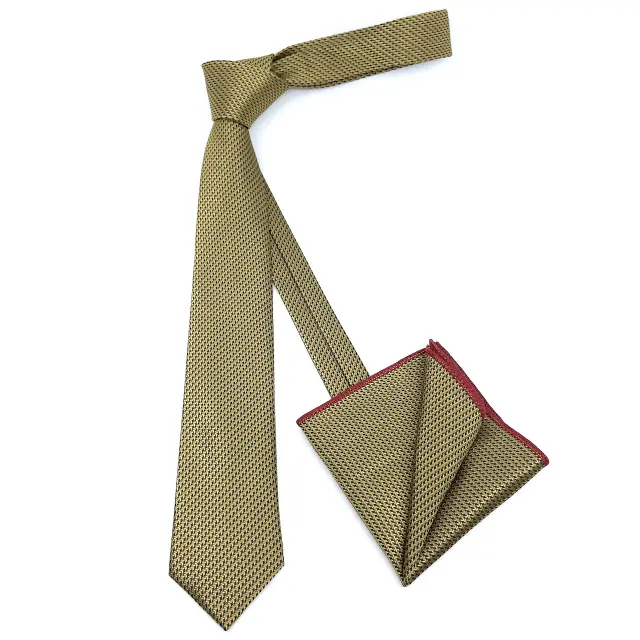 Χρυσαφί Γραβάτα Microfiber Σετ με Μαντηλάκι 2
