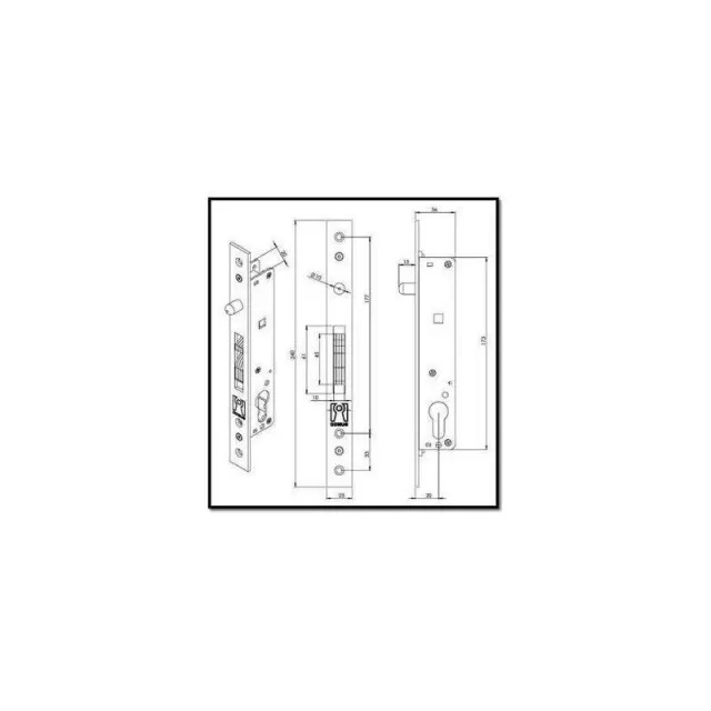 Domus 95120 - Χωνευτή Κλειδαριά Γάντζου 20mm με Κύλινδρο 54mm σε Ασημί Χρώμα 3