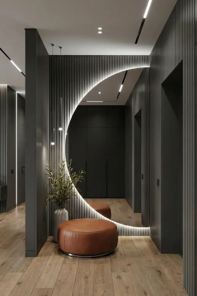 Stewehome Διακοσμητικός οβάλ καθρέφτης τοίχου με LED φωτισμό και μινιμαλιστικό πολυτελές σχέδιο 70x35 cm 3