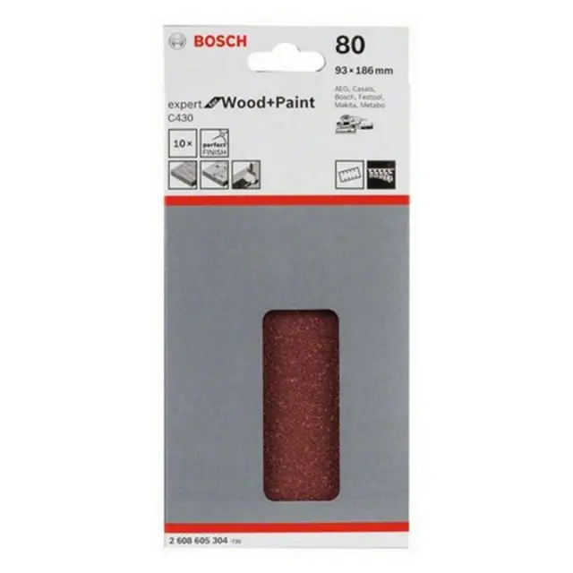 Φύλλο Λείανσης BOSCH C430 93x186mm K80 10Τμχ