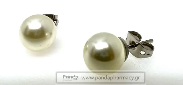 Farma Bijoux Υποαλλεργικά Σκουλαρίκια Cream Πέρλα 8mm, 1 ζευγάρι