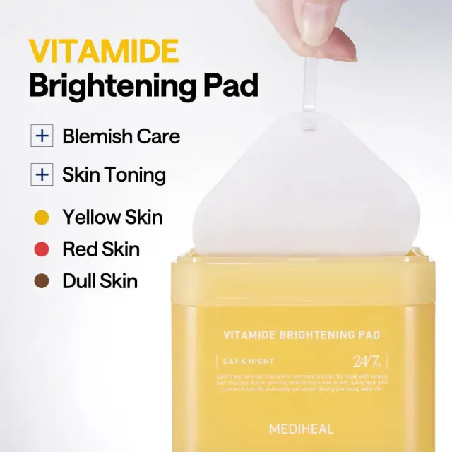 Mediheal Vitamide Brightening Pad- Eμποτισμένα δισκία για λάμψη και εξομάλυνση του τόνου 100pcs 180ml 2