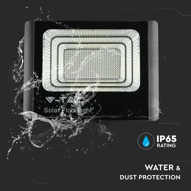 V-TAC Στεγανός Ηλιακός Προβολέας IP65 Ισχύος 200W με Τηλεχειριστήριο και Φυσικό Λευκό Φως σε Μαύρο χρώμα 3