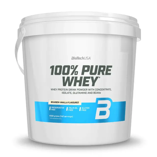 Biotech USA 100% Pure Whey Πρωτεΐνη Ορού Γάλακτος Χωρίς Γλουτένη με Γεύση Bourbon Vanilla 4kg