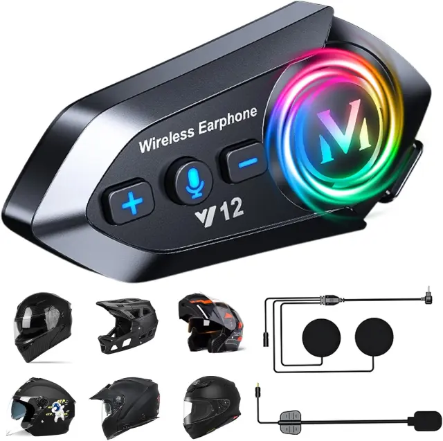 Motorcycle Helmet Headset, Motorcycle Headset Hi-Fi Quality & Waterproof, Wireless Earbuds with Voice Assistant/Bluetooth 5.3/Noise Reduction, Headphones Bluetooth